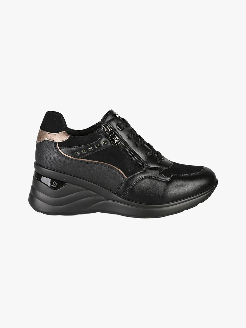 Sneakers donna con zeppa - nero