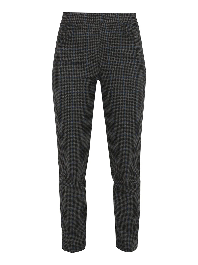 Leggings donna pied de poule con interno in pile - blu scuro