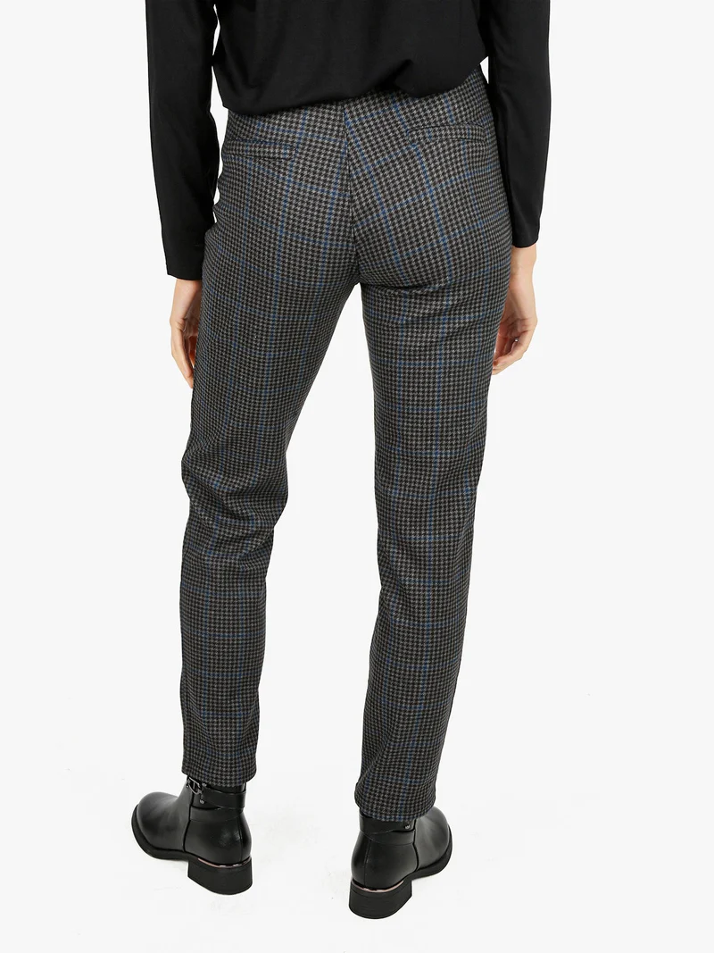 Leggings donna pied de poule con interno in pile - blu scuro