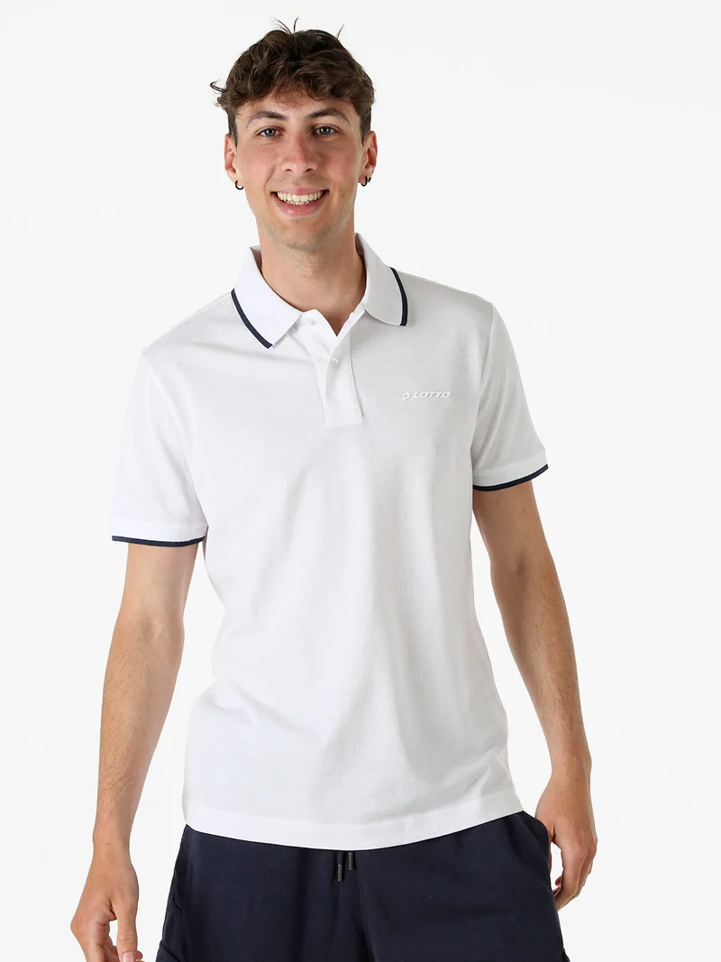 Polo da uomo in cotone a maniche corte - bianco