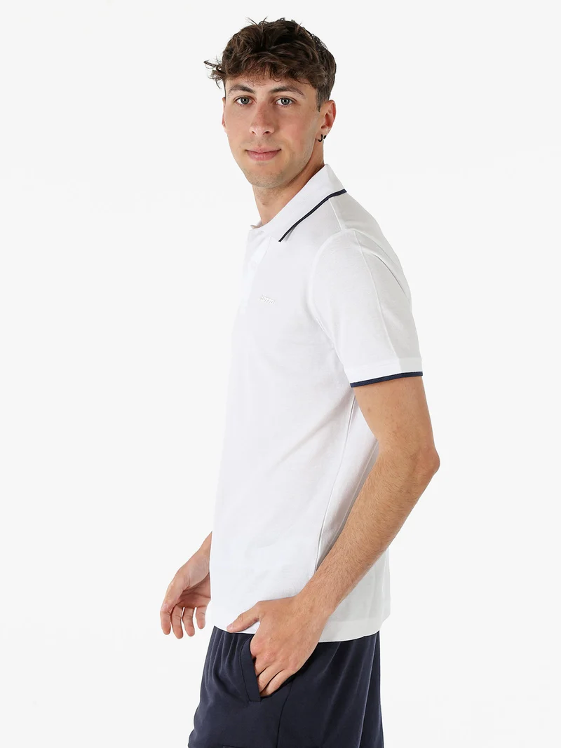 Polo da uomo in cotone a maniche corte - bianco