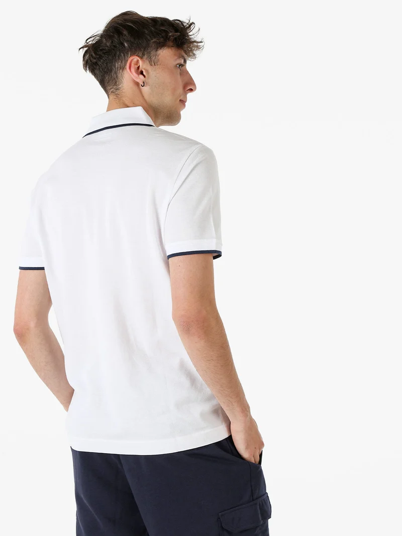 Polo da uomo in cotone a maniche corte - bianco