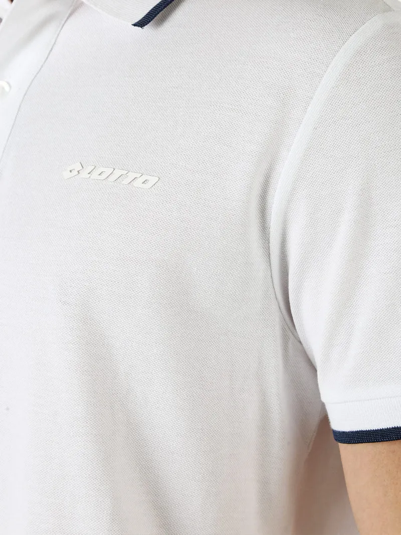 Polo da uomo in cotone a maniche corte - bianco