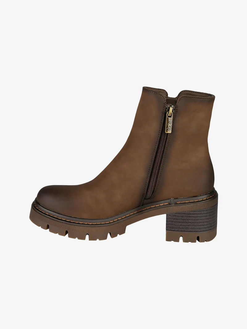 Stivaletti donna effetto nabuck con doppia zip - moro