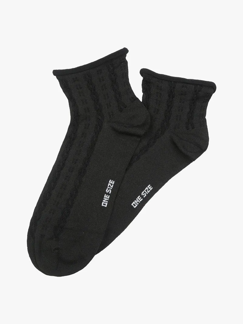 Calze corte da donna con ricami - nero
