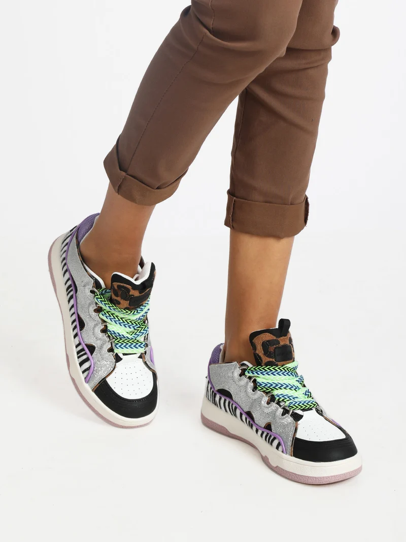 CHUNKY WHOOPI Sneakers animalier donna con glitter - multicolore