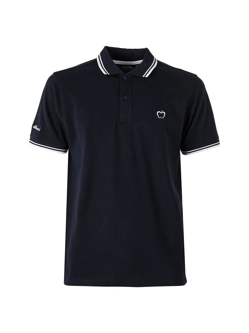 Polo da uomo in cotone a maniche corte - blu scuro