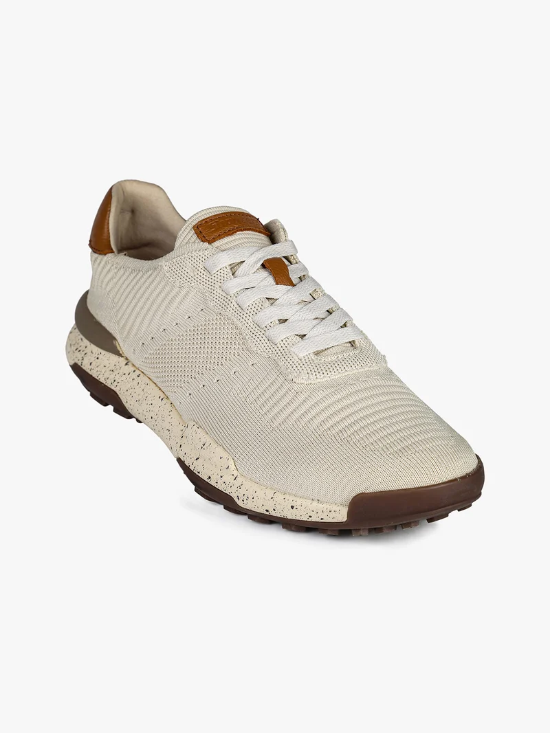 Sneakers da uomo stringate in maglia - beige
