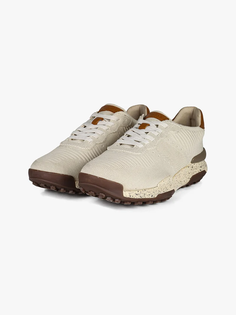 Sneakers da uomo stringate in maglia - beige