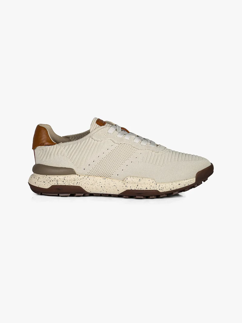 Sneakers da uomo stringate in maglia - beige