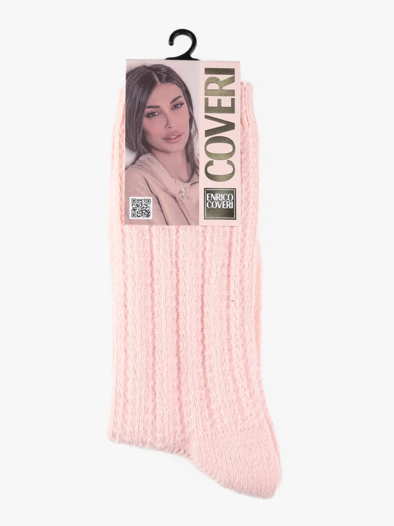 Calze midi donna in caldo cotone - rosa