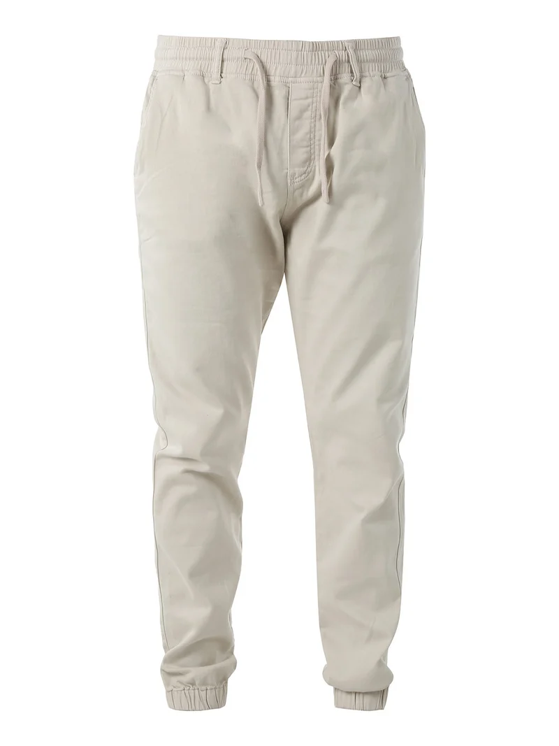 Pantaloni da uomo in cotone con coulisse ed elastico sul finale - beige