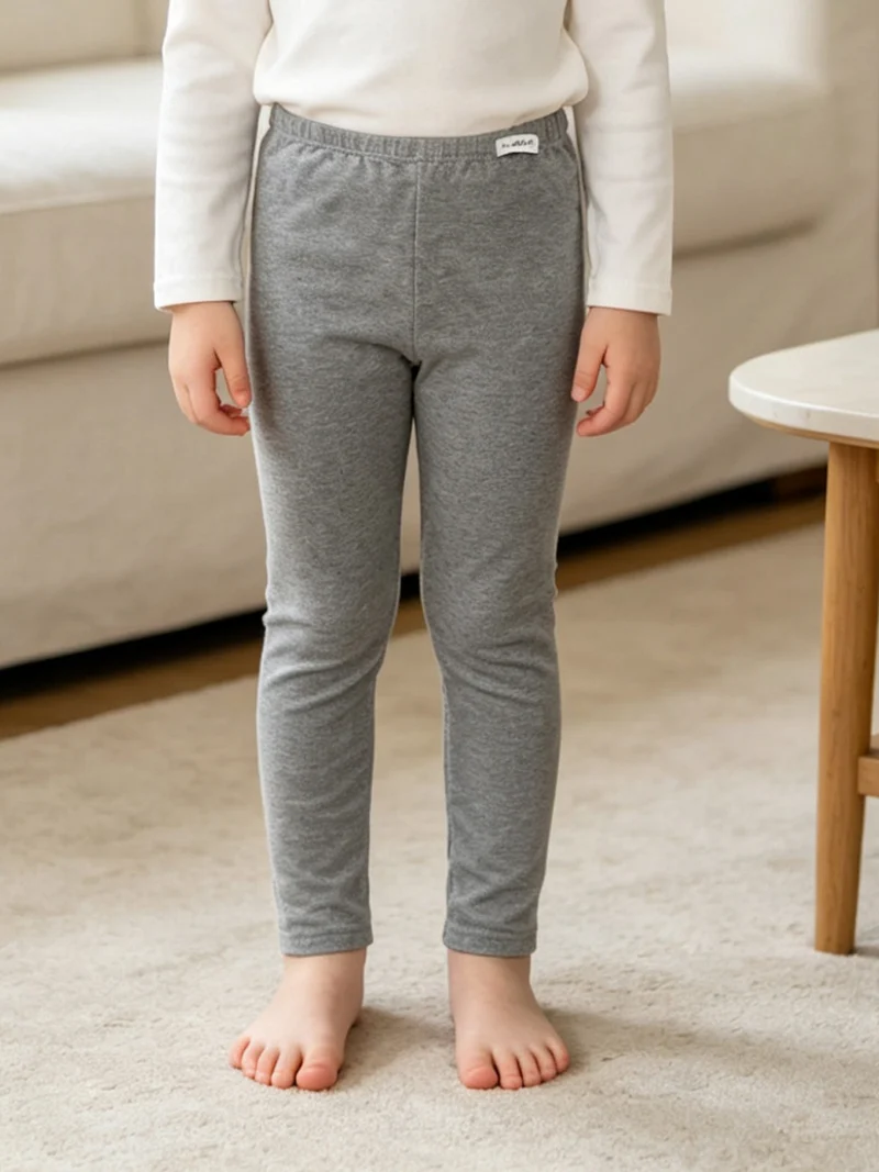 Leggings bambina in cotone elasticizzato - grigio