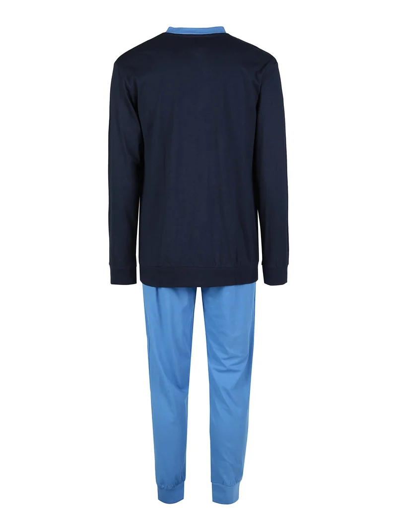 Pigiama lungo da uomo in cotone - blu scuro