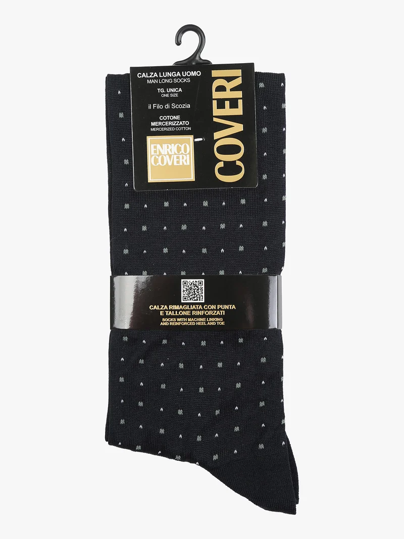 Calze lunghe da uomo in filo di scozia con stampe - blu scuro