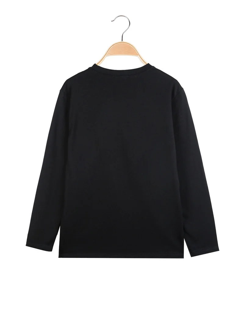 T-shirt da ragazza a maniche lunghe con scritta - nero