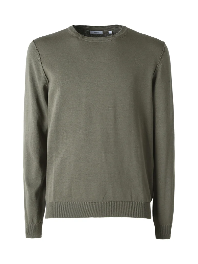 Pullover girocollo da uomo in cotone - militare