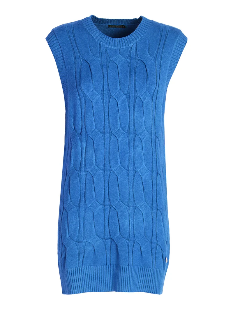 Gilet lungo in maglia da donna - bluette