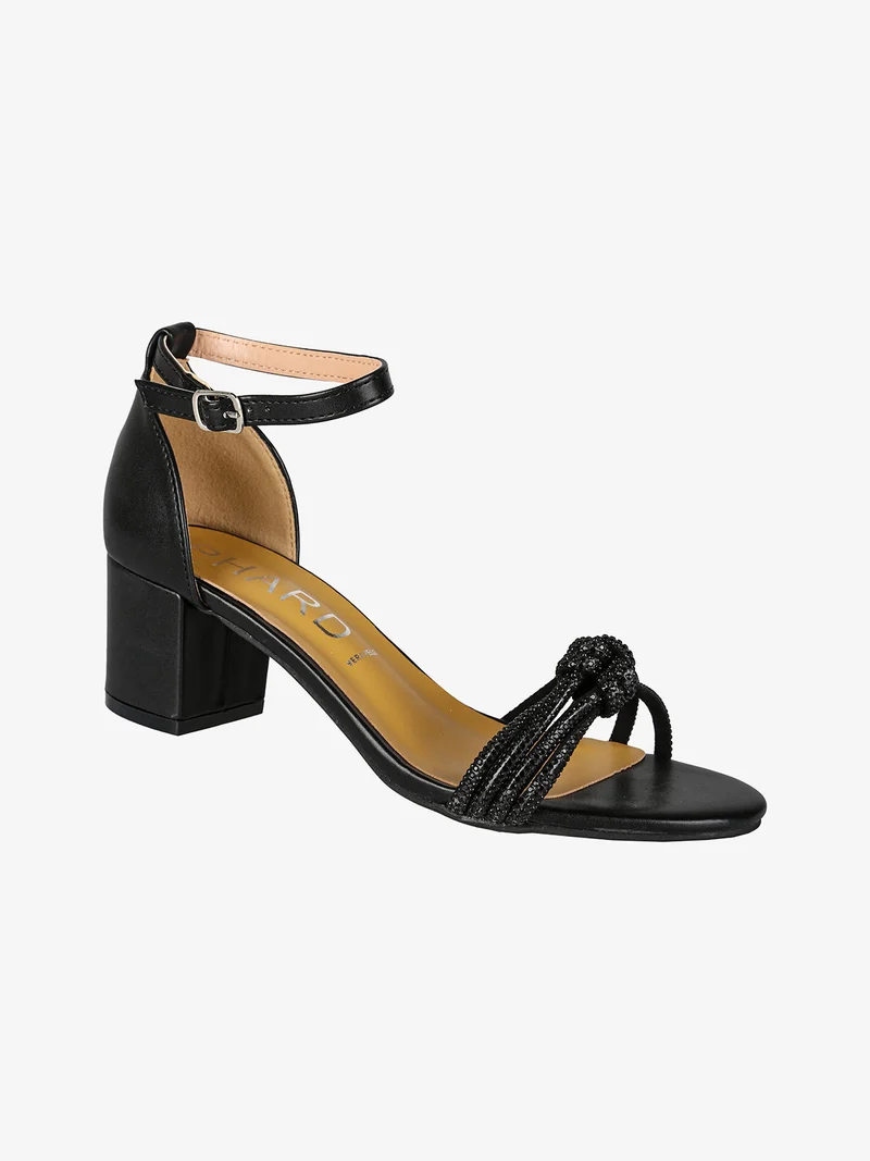 Sandali donna con tacco largo e tallone chiuso - nero