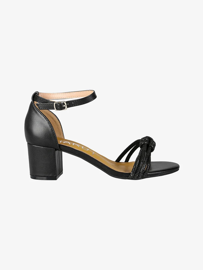 Sandali donna con tacco largo e tallone chiuso - nero