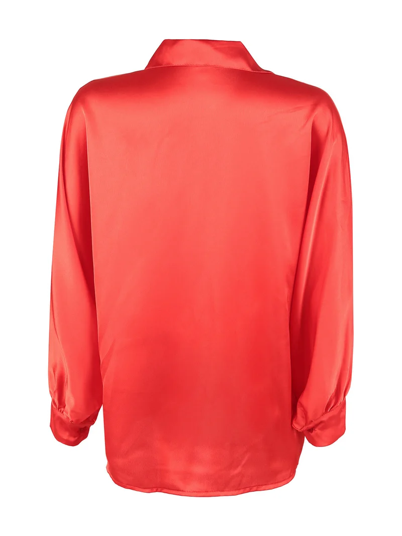 Camicia donna oversize con manica a pipistrello - rosso
