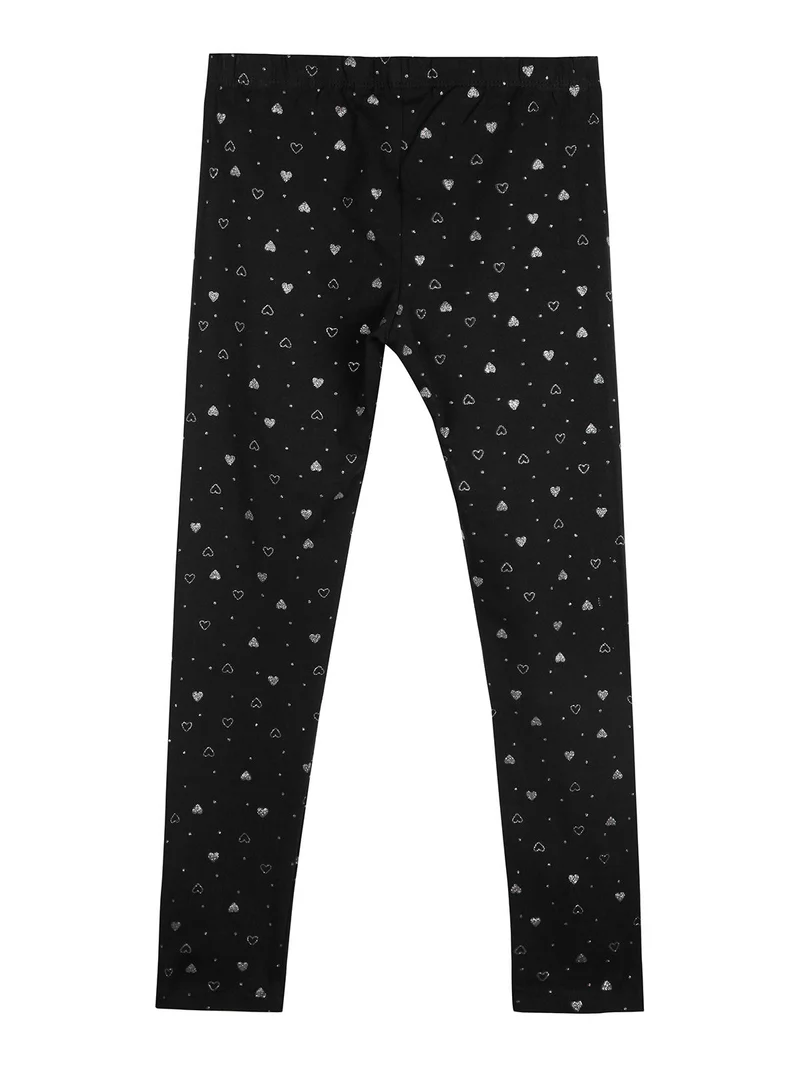 Leggings da bambina con cuori - nero