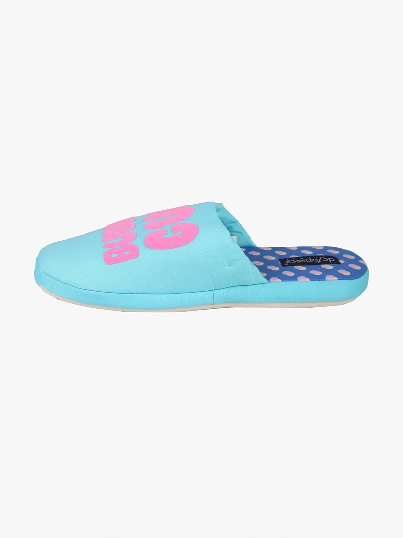 Pantofole da donna con scritta - azzurro