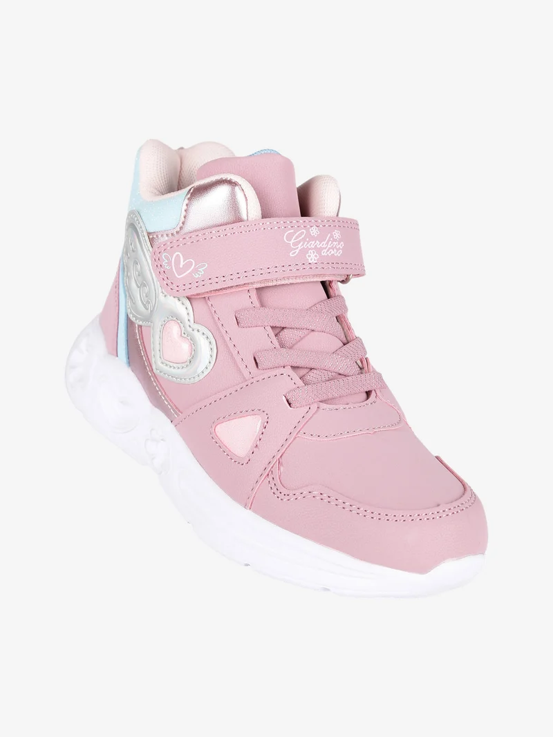 Sneakers alte da bambina con strappo - rosa