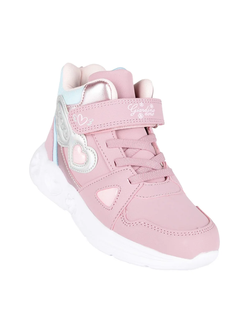 Sneakers alte da bambina con strappo - rosa
