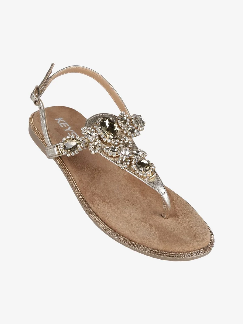 Sandali in pelle con pietre donna - oro