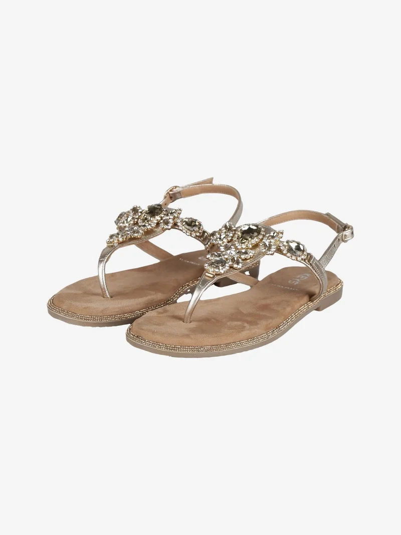 Sandali in pelle con pietre donna - oro