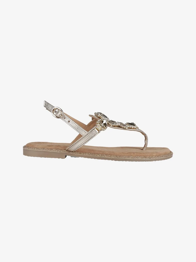 Sandali in pelle con pietre donna - oro