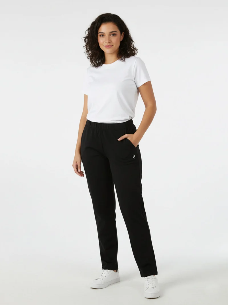 Pantaloni donna in felpa di cotone - nero