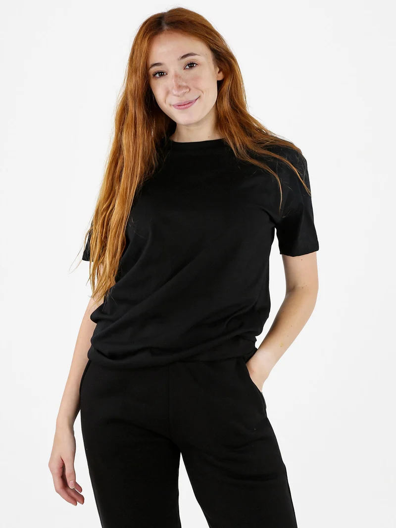 T-shirt donna con stampa logo sul retro - nero