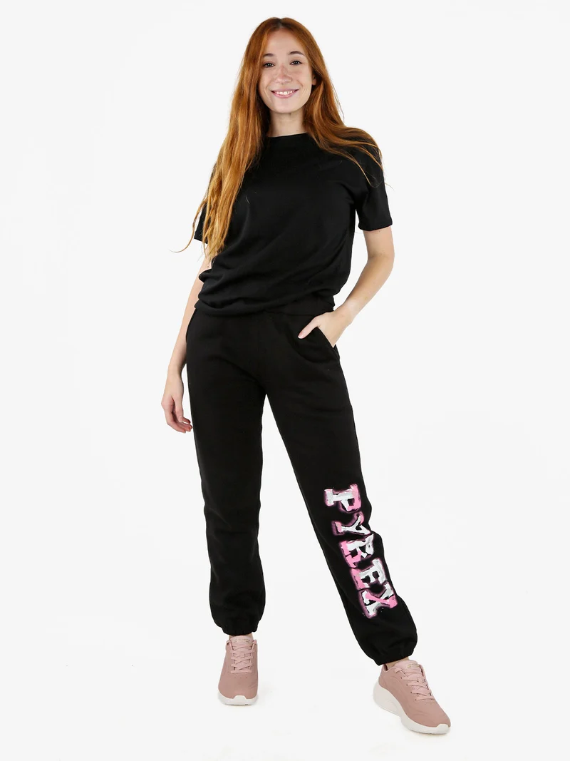 T-shirt donna con stampa logo sul retro - nero