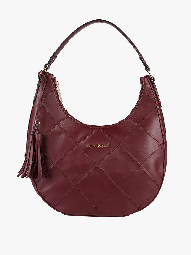 Borsa donna hobo con trama a rombi - bordeaux