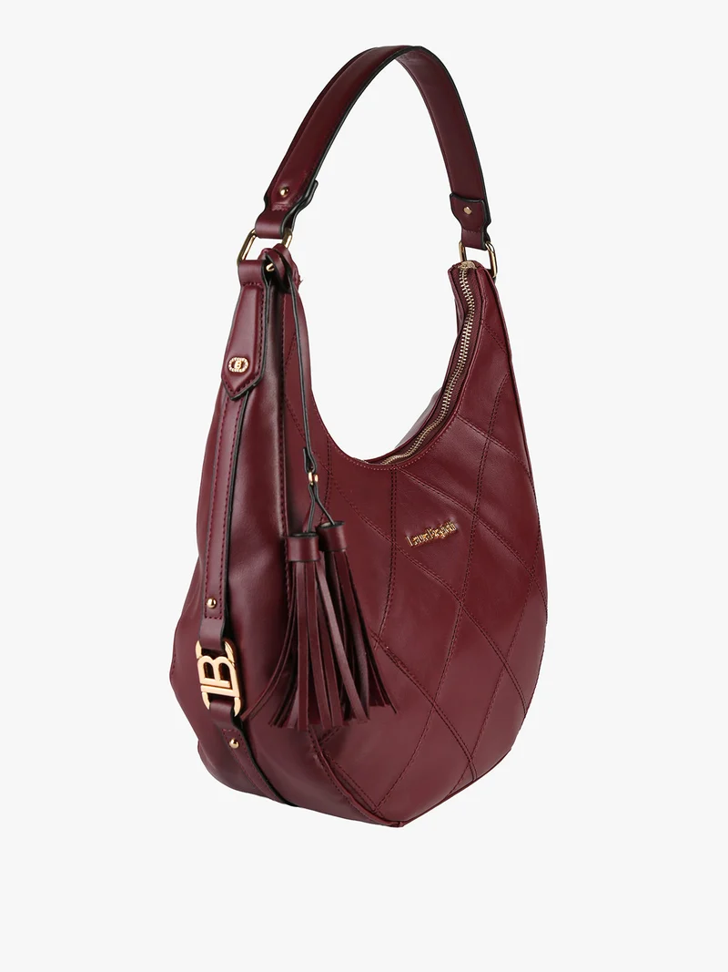 Borsa donna hobo con trama a rombi - bordeaux