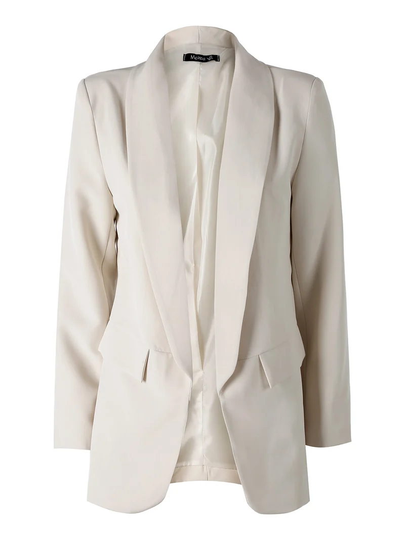 Blazer donna aperto con scollo risvoltato - beige