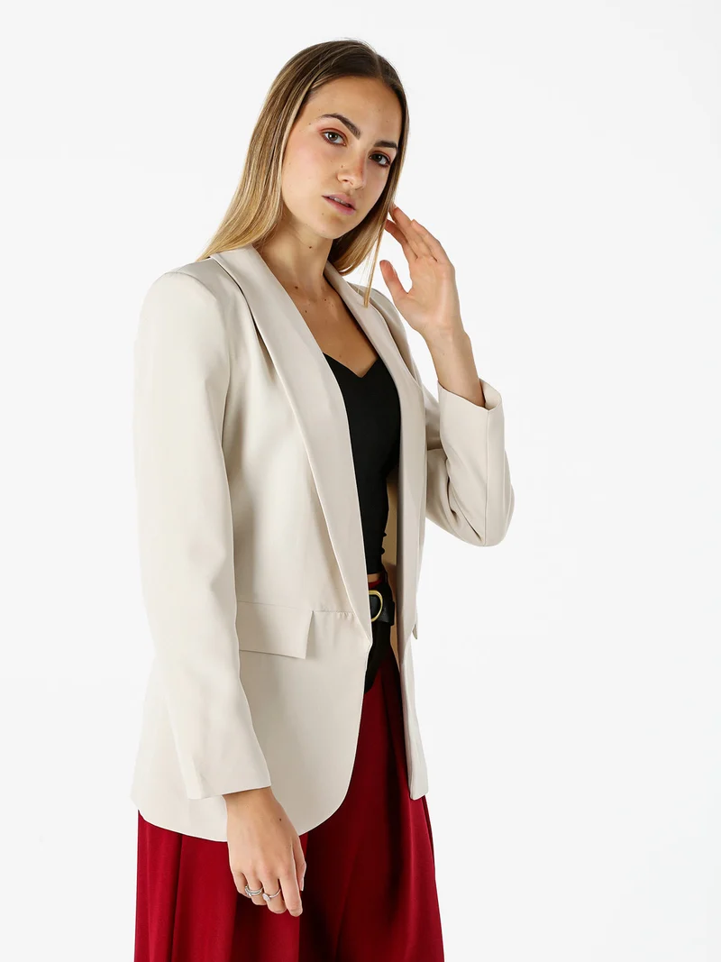 Blazer donna aperto con scollo risvoltato - beige