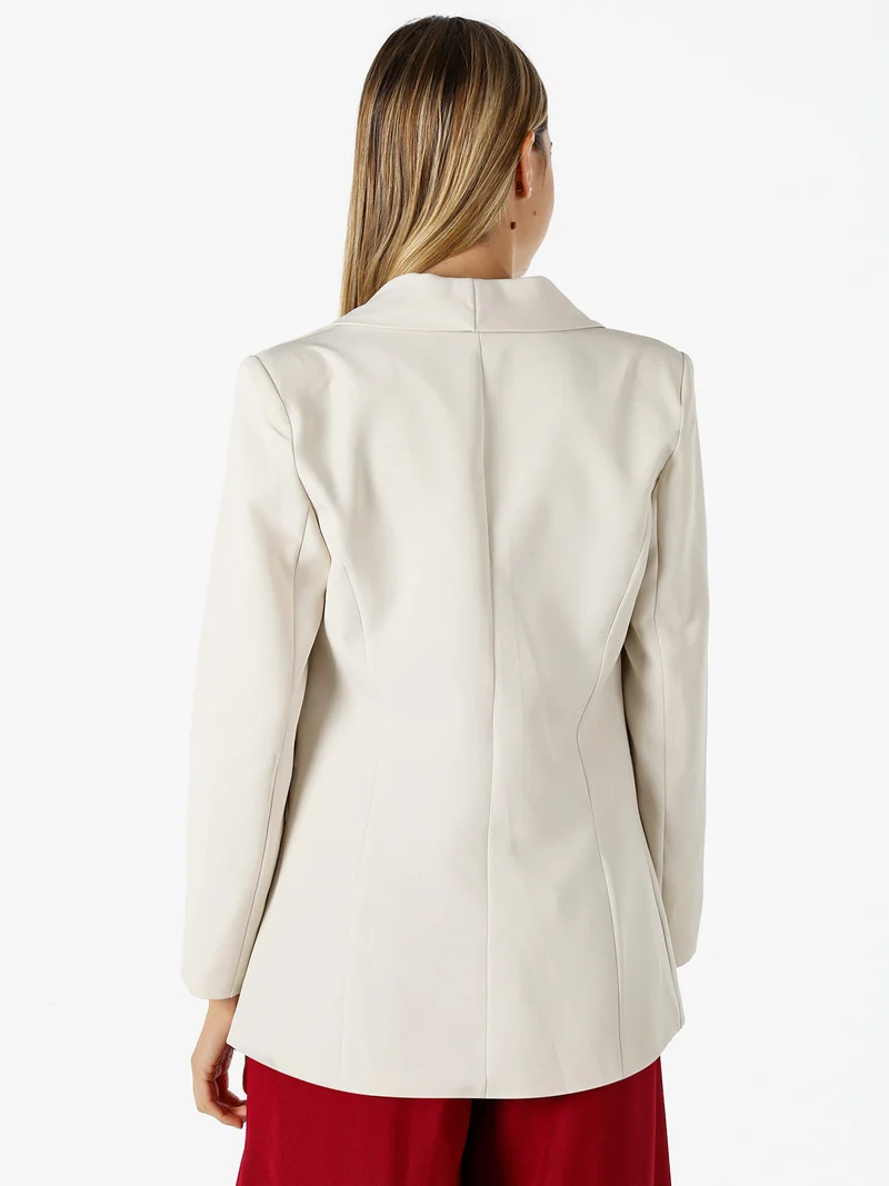 Blazer donna aperto con scollo risvoltato - beige