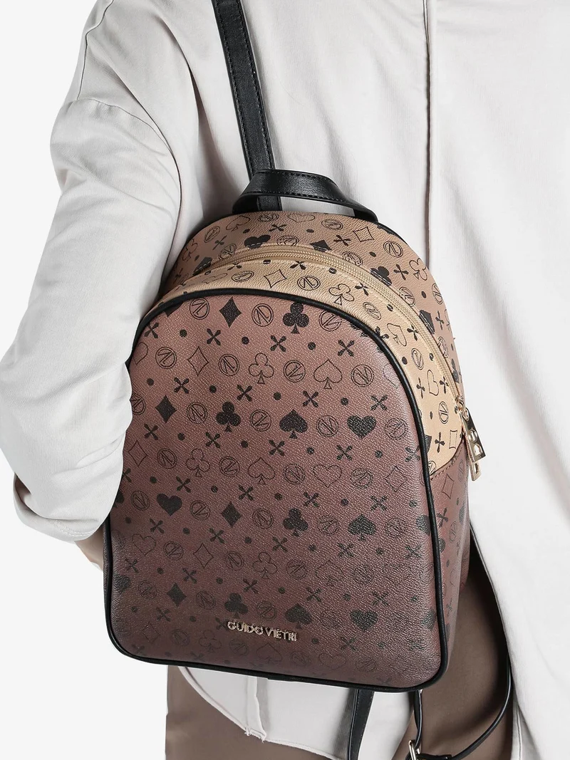 Zainetto donna con stampe - marrone