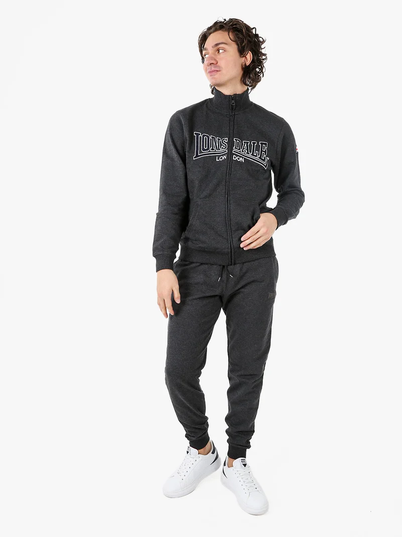 Completo tuta da uomo 2 pezzi con zip intera e stampa logo - grigio scuro