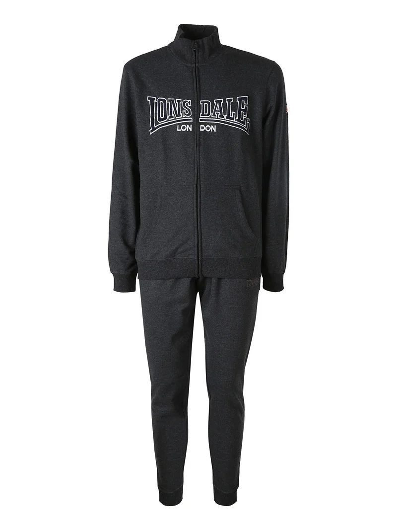 Completo tuta da uomo 2 pezzi con zip intera e stampa logo - grigio scuro
