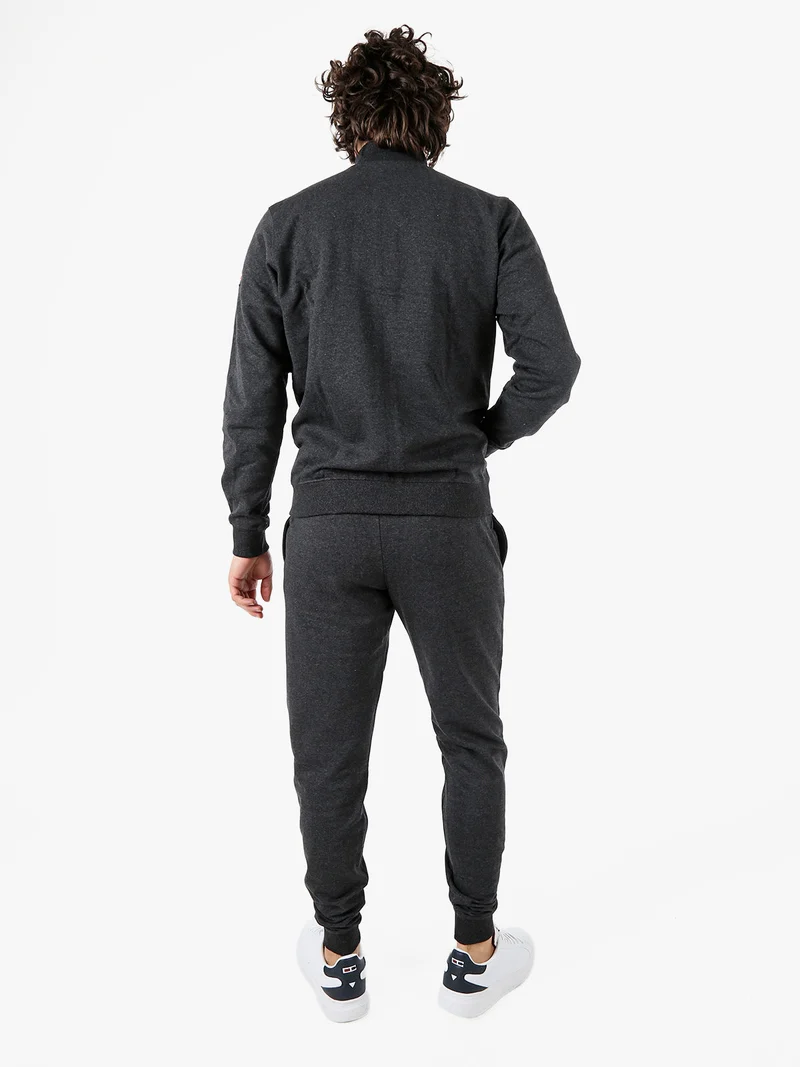 Completo tuta da uomo 2 pezzi con zip intera e stampa logo - grigio scuro