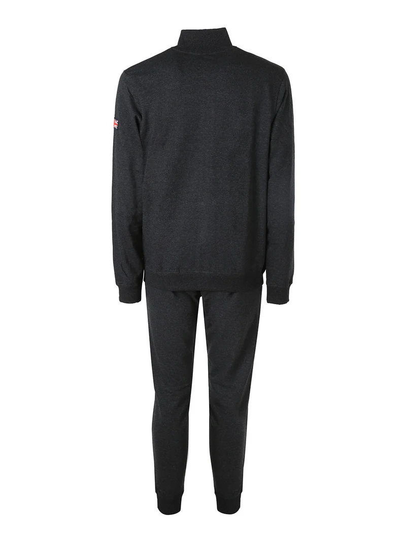 Completo tuta da uomo 2 pezzi con zip intera e stampa logo - grigio scuro
