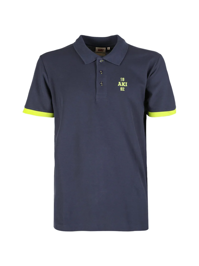 Polo da uomo in cotone a maniche corte - blu scuro