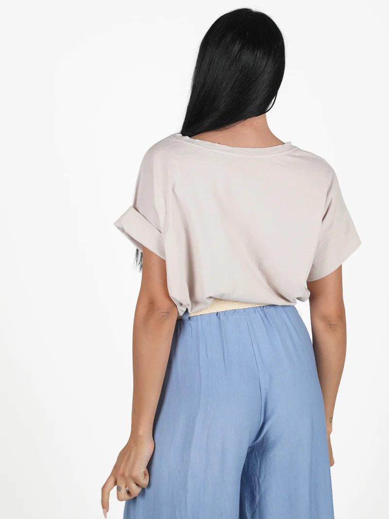 Maxi t-shirt donna con taschino - beige