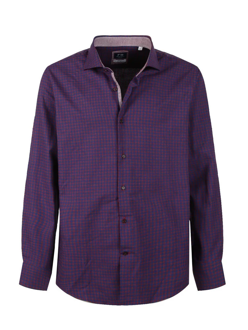 Camicia slim fit da uomo a quadri - bordeaux