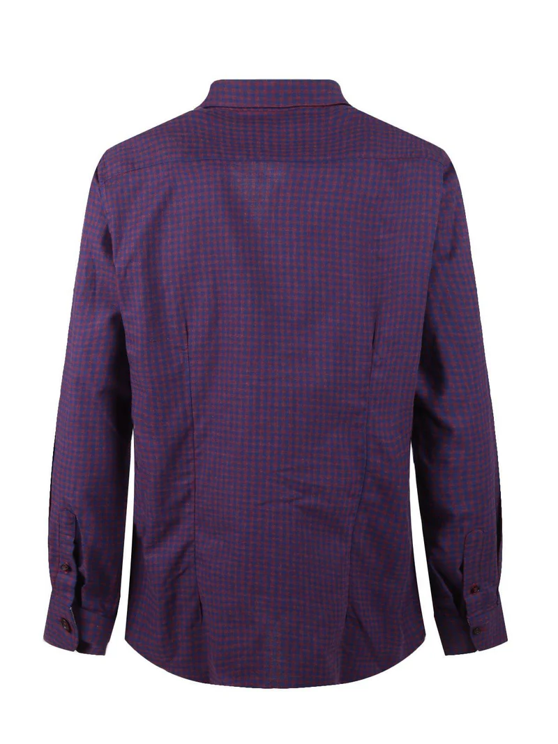 Camicia slim fit da uomo a quadri - bordeaux