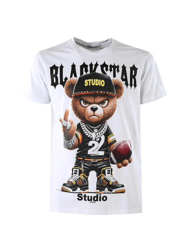 T-shirt da uomo in cotone con stampa - bianco